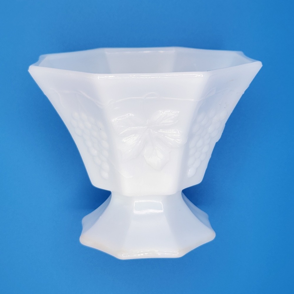 Vintage Milk Glass 1960's Compote Candy Dish Grapes